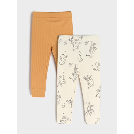Sinsay - Legginsy z prążkowanej dzianiny 2 pack - kremowy Sinsay 68 Sinsay