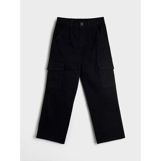 Sinsay - Jeansy loose fit cargo - czarny Sinsay 170 Sinsay
