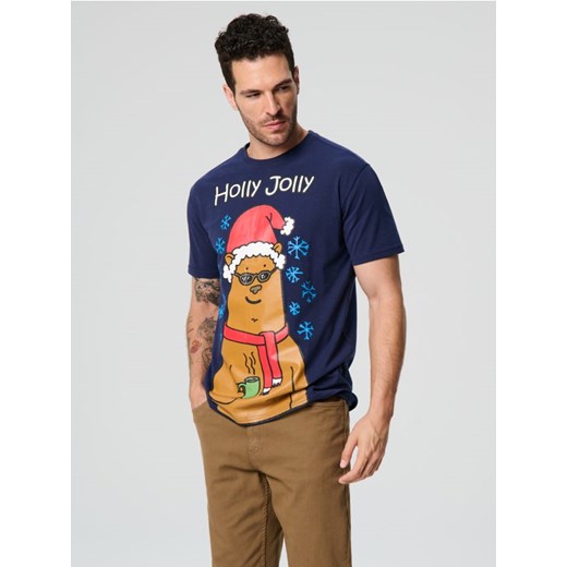 Sinsay - Koszulka - granatowy ze sklepu Sinsay w kategorii T-shirty męskie - zdjęcie 177555112
