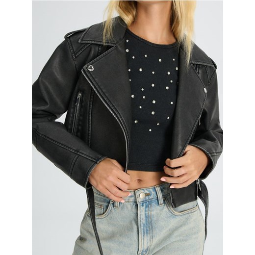 Sinsay - Kurtka typu biker - czarny Sinsay M Sinsay