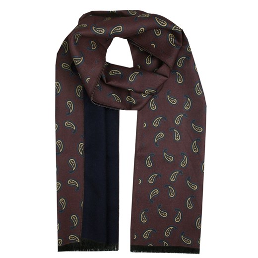 Elegancki Szalik Bawełniany - Alties - Paisley na Brązowym Tle SZAALTS0286 ze sklepu JegoSzafa.pl w kategorii Szaliki męskie - zdjęcie 177562144