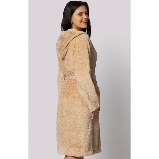 Envie szlafrok damski z kapturem plus size Leopard, Kolor beżowy, Rozmiar 4XL/5XL, Envie ze sklepu Primodo w kategorii Szlafroki damskie - zdjęcie 177563632