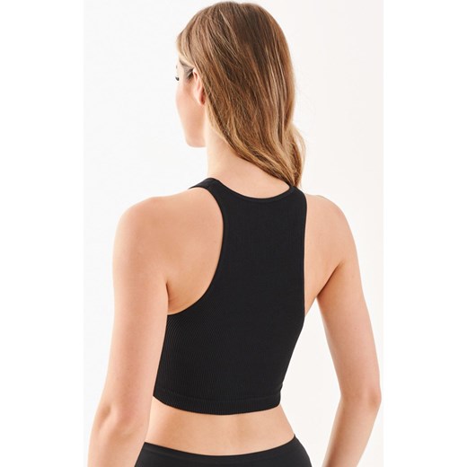 Bezszwowy czarny top damski z dekoltem halter Rib 1203, Kolor czarny, Rozmiar S/M, Gabriella ze sklepu Primodo w kategorii Biustonosze - zdjęcie 177563762