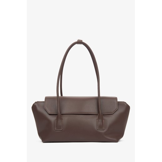 Estro: Ciemnobrązowa skórzana torba damska na ramię z długimi rączkami ze sklepu Estro w kategorii Listonoszki - zdjęcie 177564750