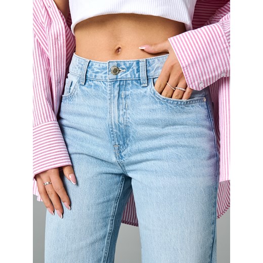 Sinsay - Jeansy wide leg - turkusowy Sinsay 44 Sinsay