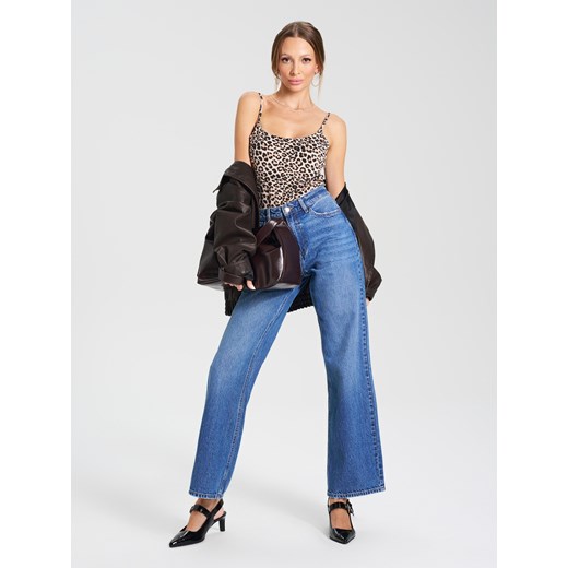 Sinsay - Jeansy wide leg - granatowy Sinsay 34 Sinsay