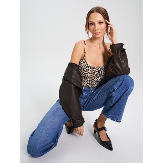 Sinsay - Jeansy wide leg - granatowy Sinsay 34 Sinsay