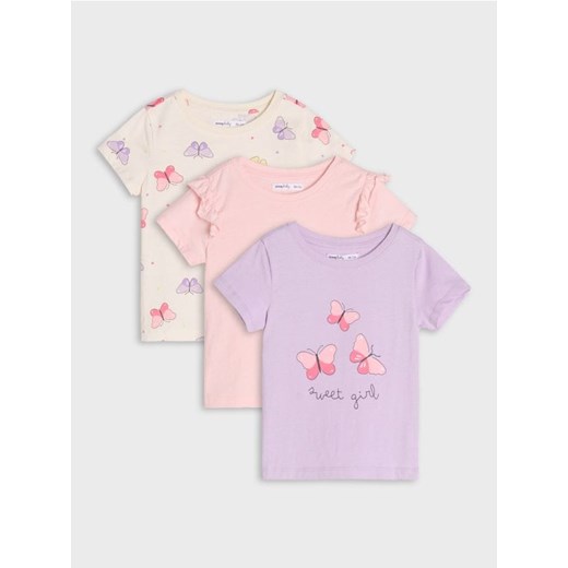 Sinsay - Koszulka 3 pack - kremowy ze sklepu Sinsay w kategorii Kaftaniki i bluzki - zdjęcie 177571254
