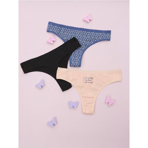 Sinsay - Stringi 3 pack - wielobarwny ze sklepu Sinsay w kategorii Majtki damskie - zdjęcie 177571391