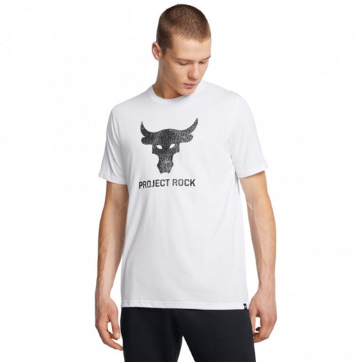 Męska koszulka treningowa Under Armour Project Rock Brahma Bull - biała ze sklepu Sportstylestory.com w kategorii T-shirty męskie - zdjęcie 177574092