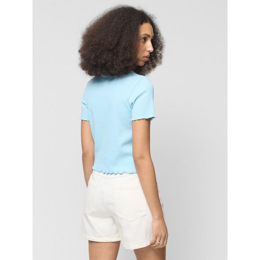 Damski t-shirt crop-top Outhorn OTHWSS24TTSHF1487 - niebieski Outhorn L Sportstylestory.com okazja