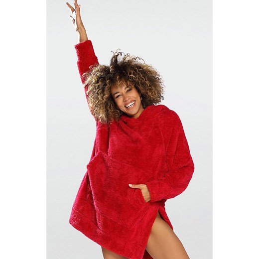 Ciepła kocobluza damska polarowa bordowa Ariela, Kolor malinowy, Rozmiar S, DKaren ze sklepu Intymna w kategorii Szlafroki damskie - zdjęcie 177577463