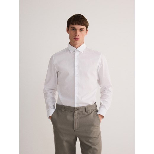 Reserved - Bawełniana koszula slim fit - biały Reserved XL okazja Reserved