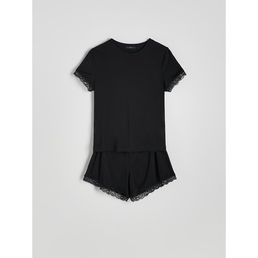 Reserved - Piżama dwuczęściowa z wiskozy - czarny Reserved L Reserved