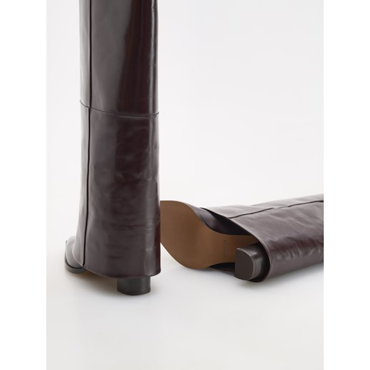 Reserved - Skórzane kozaki z podwójną cholewką - mahoniowy Reserved 41 Reserved