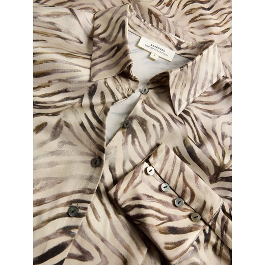 Reserved - Koszulowa sukienka midi z wiskozy - wielobarwny Reserved L Reserved