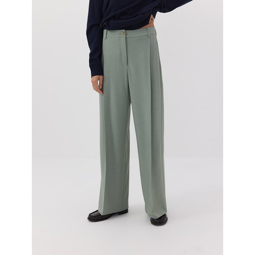 Reserved - Spodnie z szerokimi nogawkami - jasnozielony Reserved S okazyjna cena Reserved