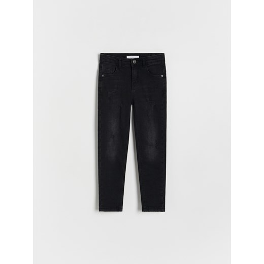 Reserved - Jeansy slim z dziurami - czarny Reserved 140 (9 lat) Reserved okazja