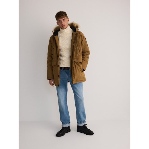 Reserved - Parka z kapturem - brązowy Reserved S okazyjna cena Reserved
