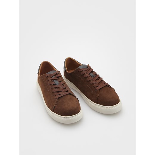 Reserved - Skórzane sneakersy - brązowy ze sklepu Reserved w kategorii Buty sportowe męskie - zdjęcie 177581160