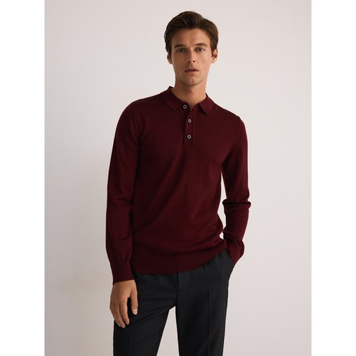 Reserved - Sweter polo z wełną - bordowy ze sklepu Reserved w kategorii Swetry męskie - zdjęcie 177582191