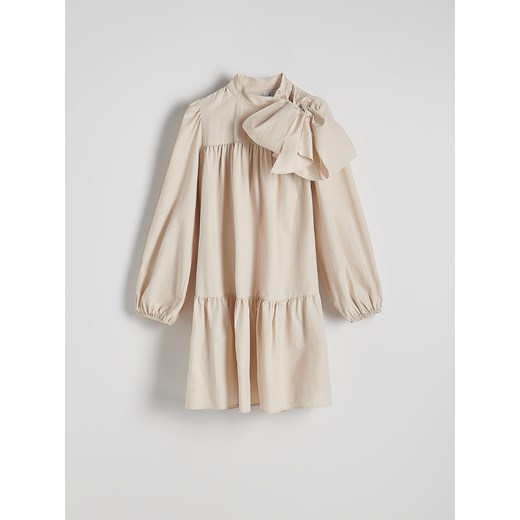 Reserved - Sukienka z ozdobnym wiązaniem - kremowy Reserved M Reserved