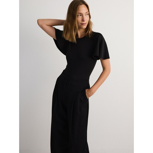 Reserved - Body z motylkowym rękawem - czarny ze sklepu Reserved w kategorii Bluzki damskie - zdjęcie 177582483