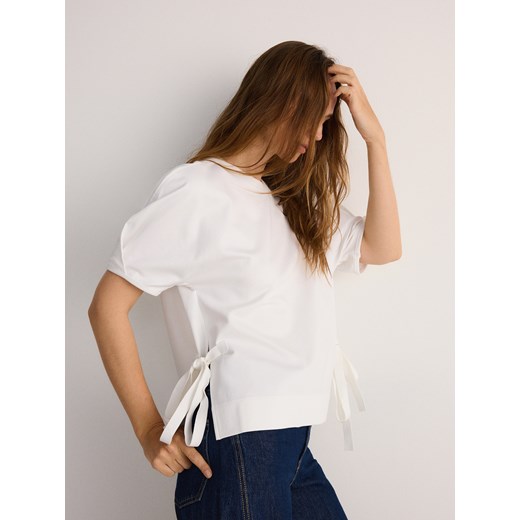 Reserved - Bluzka z wiskozą - złamana biel Reserved L okazja Reserved