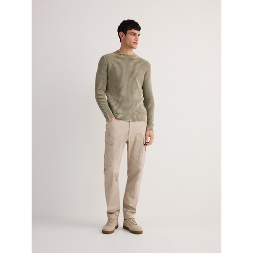 Reserved - Spodnie cargo slim fit - beżowy Reserved S Reserved