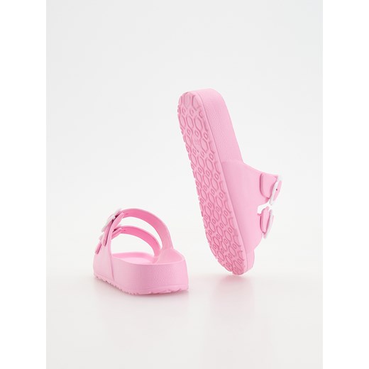 Reserved - Lekkie klapki z paskami - różowy Reserved 38-39 Reserved