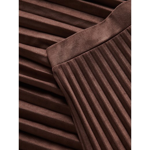 Reserved - Plisowana spódnica z imitacji zamszu - brązowy Reserved M Reserved