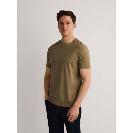 Reserved - T-shirt slim fit z modalem - oliwkowy Reserved L Reserved