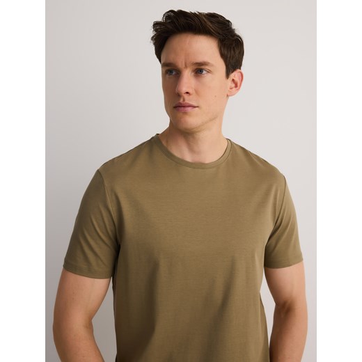 Reserved - T-shirt slim fit z modalem - oliwkowy Reserved L Reserved