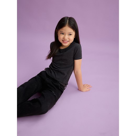 Reserved - Bawełniany t-shirt z przeszyciami - czarny Reserved 122/128 (6-8 lat) okazyjna cena Reserved