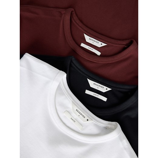 Reserved - Bawełniany t-shirt slim fit - biały Reserved M Reserved