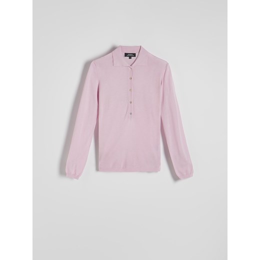 Reserved - Bluzka z kołnierzykiem polo - różowy Reserved S Reserved