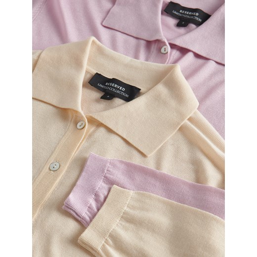 Reserved - Bluzka z kołnierzykiem polo - różowy Reserved XS Reserved