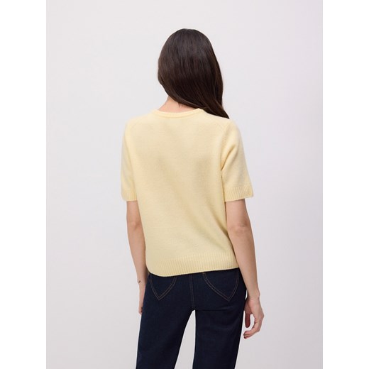 Reserved - Wełniany sweter z krótkimi rękawami - jasnożółty Reserved S Reserved