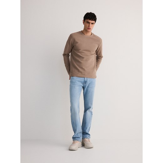 Reserved - Jeansy straight z efektem sprania - niebieski Reserved 36 Reserved