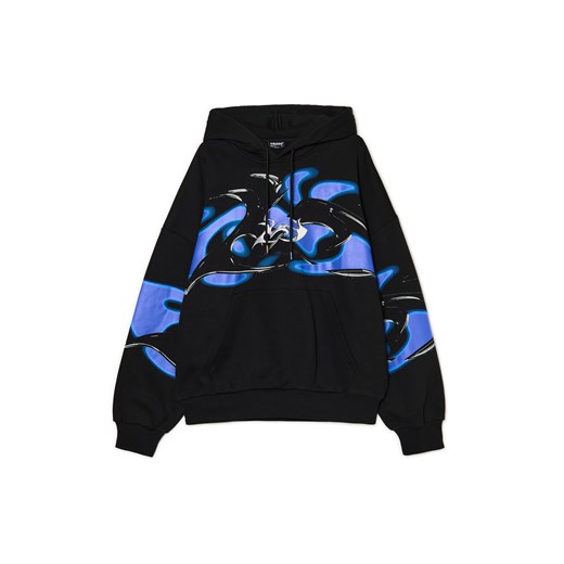 Cropp - Bluza hoodie z nadrukami i aplikacją UNISEX - czarny ze sklepu Cropp w kategorii Bluzy chłopięce - zdjęcie 177588151