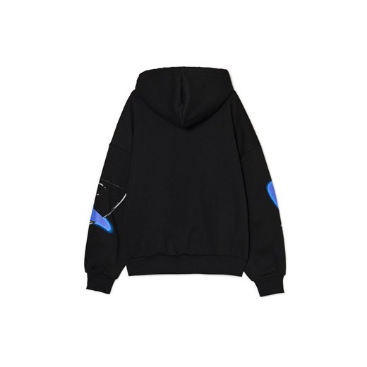 Cropp - Bluza hoodie z nadrukami i aplikacją UNISEX - czarny Cropp L Cropp