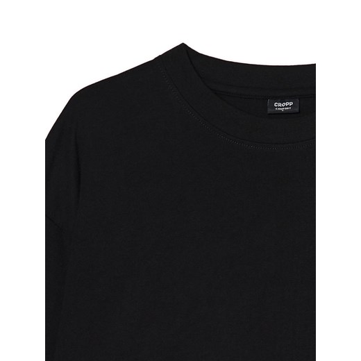 Cropp - Basicowa czarna koszulka comfort - czarny Cropp M Cropp