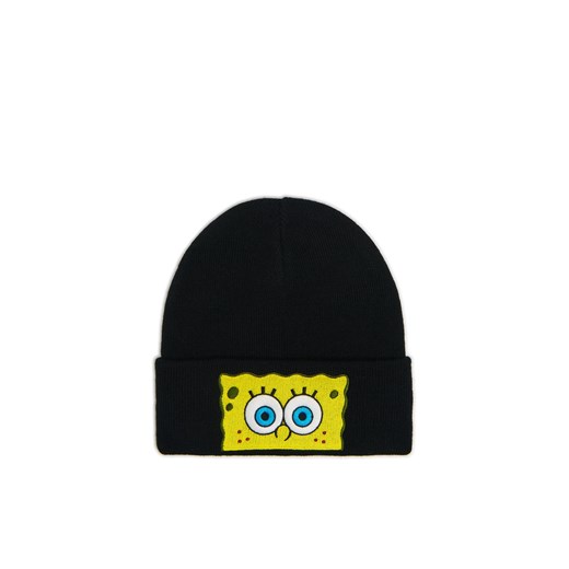 Cropp - Czapka beanie z naszywką SpongeBoba - czarny ze sklepu Cropp w kategorii Czapki zimowe męskie - zdjęcie 177588281
