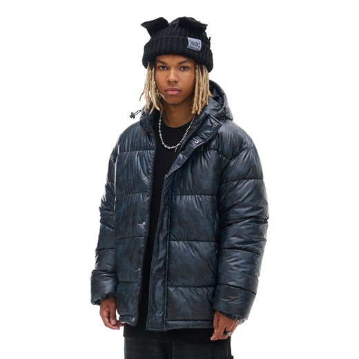 Cropp - Czarna kurtka puffer z efektem skóry - czarny ze sklepu Cropp w kategorii Kurtki męskie - zdjęcie 177588311