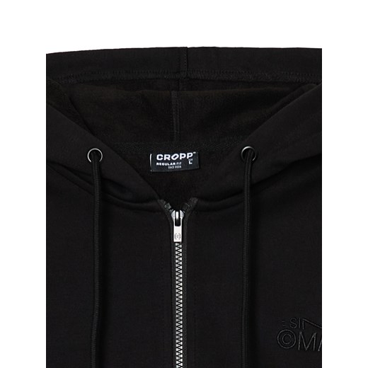 Cropp - Czarna rozpinana bluza hoodie z naszywką - czarny Cropp XS Cropp