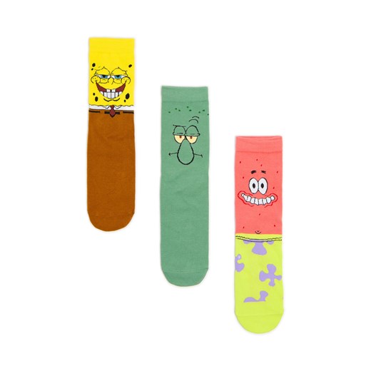 Cropp - Długie skarpety 3 pack ze SpongeBobem - wielobarwny Cropp 43-46 Cropp
