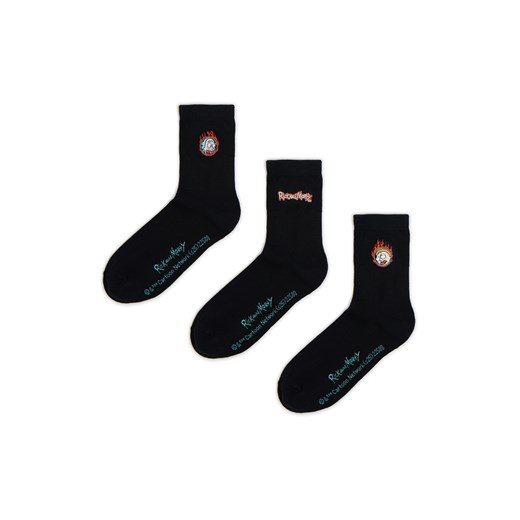 Cropp - 3 pack długich skarpet Rick i Morty - czarny ze sklepu Cropp w kategorii Skarpetki męskie - zdjęcie 177588600