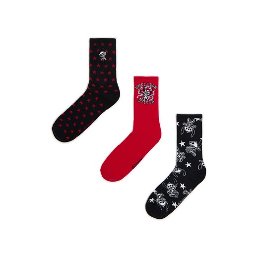Cropp - 3 pack długich skarpet ze Stitchem - czerwony ze sklepu Cropp w kategorii Skarpetki męskie - zdjęcie 177588602