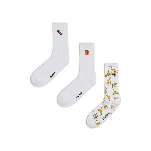 Cropp - 3 pack skarpet z motywem jedzenia - biały ze sklepu Cropp w kategorii Skarpetki męskie - zdjęcie 177588604