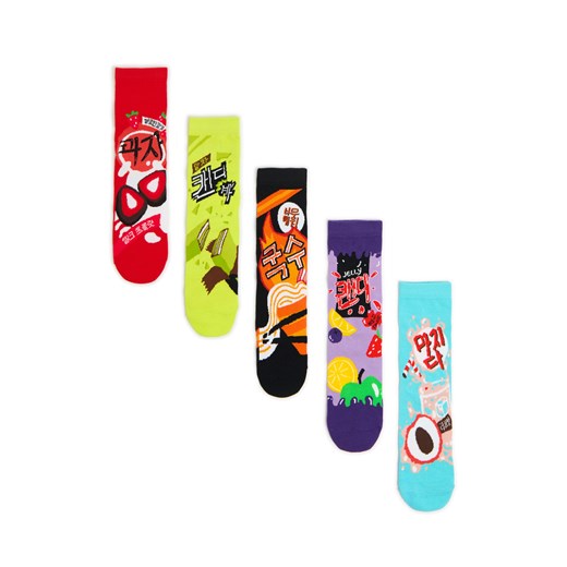 Cropp - Skarpety 5 pack z kolorowymi grafikami - wielobarwny ze sklepu Cropp w kategorii Skarpetki męskie - zdjęcie 177588612